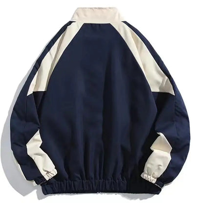 Hip Hop Varsity Jacket - Men High Street Patchwork Color Block Windbreaker