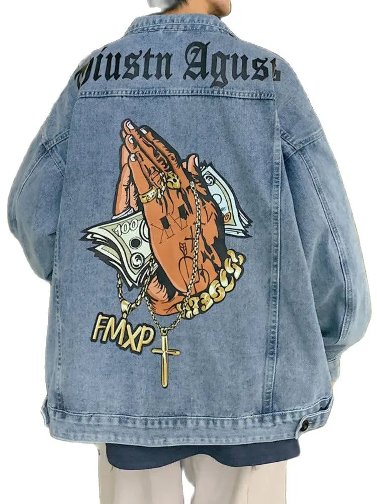 Hip Hop West Coast Denim Jacket - Men's Fashion Y2k Harajuku Streetwear