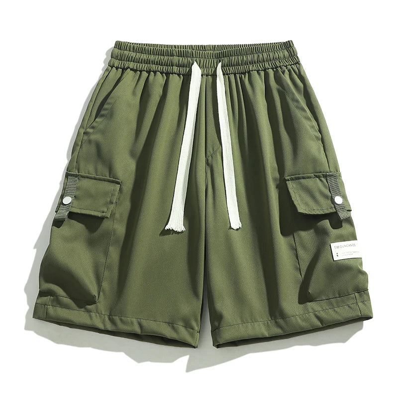 New Summer Men's Loose Cargo Shorts Y2k Multi-Pockets Wide Leg Baggy Shorts - Silk Quick Dry Straight Casual Shorts