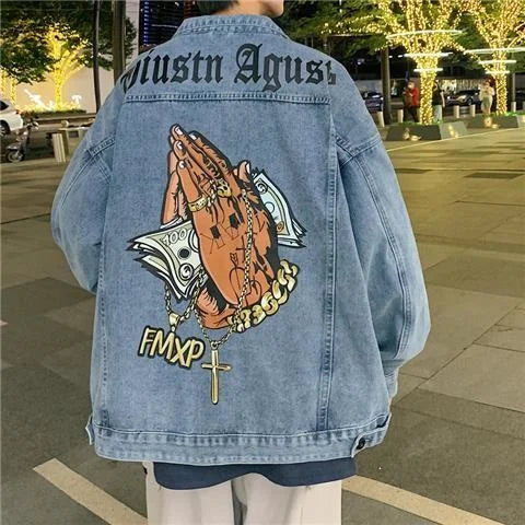 Hip Hop West Coast Denim Jacket - Men's Fashion Y2k Harajuku Streetwear