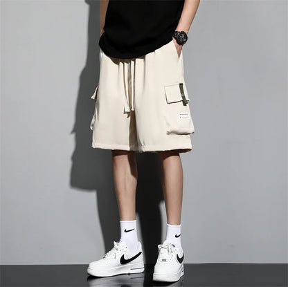 New Summer Men's Loose Cargo Shorts Y2k Multi-Pockets Wide Leg Baggy Shorts - Silk Quick Dry Straight Casual Shorts