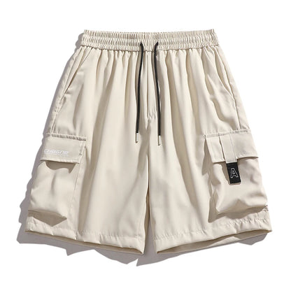 New Summer Men's Loose Cargo Shorts Y2k Multi-Pockets Wide Leg Baggy Shorts - Silk Quick Dry Straight Casual Shorts