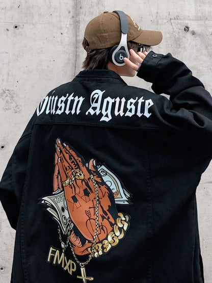 Hip Hop West Coast Denim Jacket - Men's Fashion Y2k Harajuku Streetwear